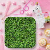 リアルなグラスフォトテクスチャーおもしろいブライトグリーン ペーパープレート (パーティー)