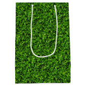 リアルなグラスフォトテクスチャーおもしろいブライトグリーン ミディアムペーパーバッグ (裏面)