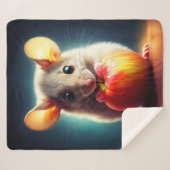 リアルなグレーのマウスのアートワークの白熱［赤熱］光を放つカラー シェルパブランケット (正面(横))