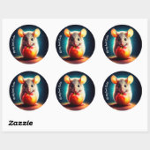 リアルなグレーのマウスのアートワークの白熱［赤熱］光を放つカラー ラウンドシール (シート)