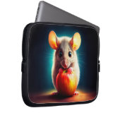 リアルなグレーのマウスのアートワークの白熱［赤熱］光を放つカラー ラップトップスリーブ (正面右)