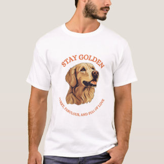 リアルなゴールデンレトリバー犬 ステイ ゴールデン Tシャツ