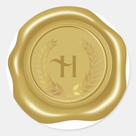 リアルなゴールドワックスメダリオン、ラウレルリース ラウンドシール (正面)
