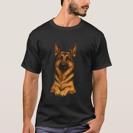 リアルなジャーマンシェパード Tシャツ (正面)