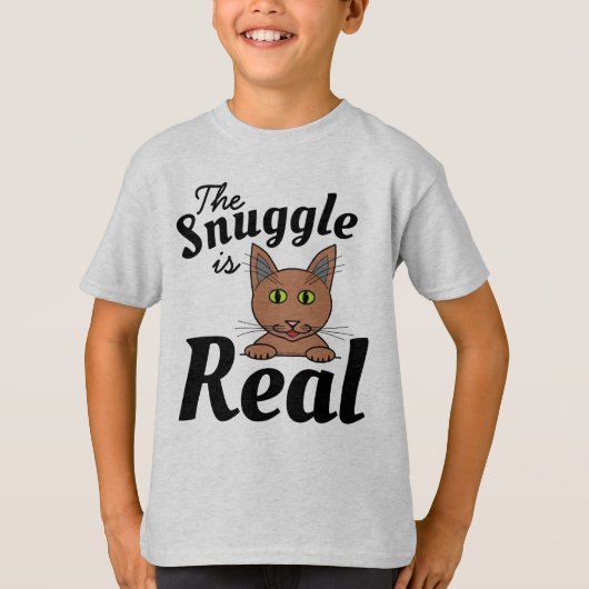 リアルなスナグル かわいい猫Tシャツ Tシャツ (正面)
