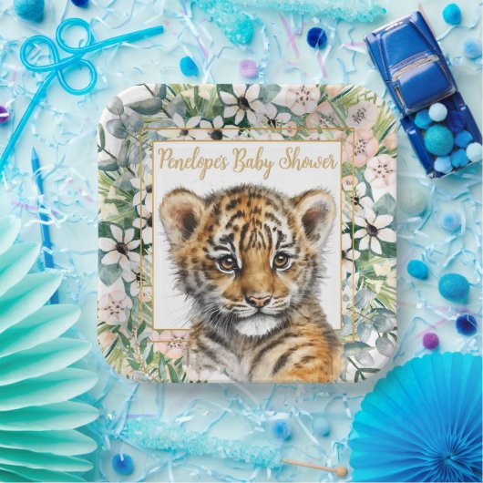 リアルなタイガー男女兼用カッブ赤ちゃん ペーパープレート (パーティー)