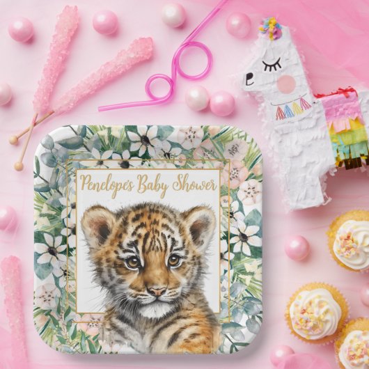 リアルなタイガー男女兼用カッブ赤ちゃん ペーパープレート (パーティー)