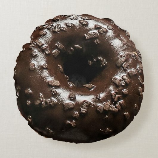 リアルなチョコレートすり付きドーナツ ラウンドクッション (正面)
