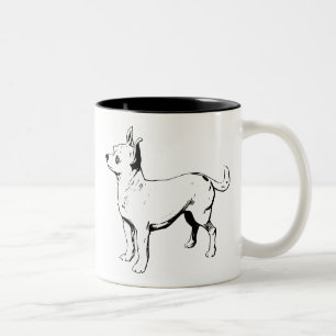 リアルなチワワの肖像画 犬のマグカップ ツートーンマグカップ