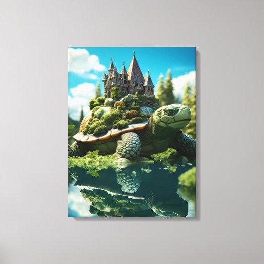 リアルなトピアリーアートナチュラル超ウミガメ キャンバスプリント (正面)