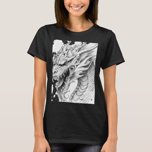 リアルなドラゴンの描き方のステッカー Tシャツ (正面)