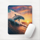 リアルなドルフィンジャンプ海サンセットキッズ大人 マウスパッド (マウス)