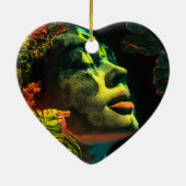 リアルなネオン女コラルパンク白熱［赤熱］光を放つアート セラミックオーナメント (裏面)