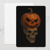 リアルなハロウィンのカボチャのドクロステッカー 招待状 (正面/裏面)