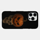 リアルなハロウィンのカボチャのドクロステッカー iPhoneケース (裏面横)