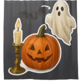 リアルなハロウィンステッカー シャワーカーテン (正面)