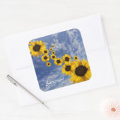 リアルなヒマワリ青空ふわふわ雲 スクエアシール (封筒)