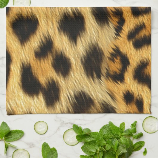 リアルなヒョウの毛皮のプリントアクセサリー – トレンディー キッチンタオル (折り畳み)
