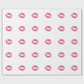リアルなピンクの唇、孤立したキス ラッピングペーパー (フラット)