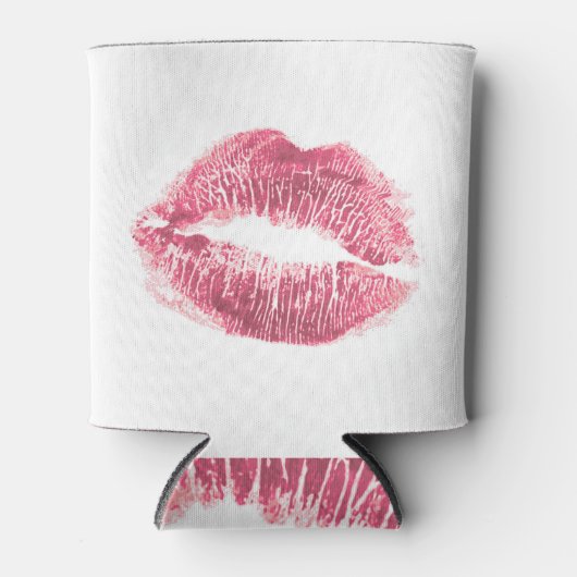 リアルなピンクの唇、孤立したキス 缶クーラー (正面)