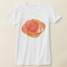 リアルなピーチウォーターリリーの花Tシャツ