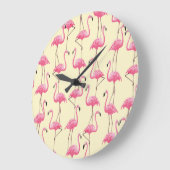リアルなフラミンゴの鳥の垂直パターン ラージ壁時計 (傾斜)