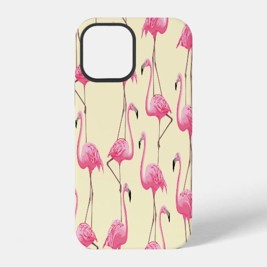 リアルなフラミンゴの鳥の縦パターン iPhoneケース (裏面)