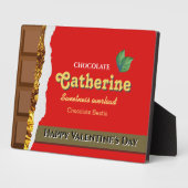 リアルなブラウン&レッドのバレンティンチョコレートおもしろい フォトプラーク (側面)