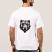リアルなベアヘッドTシャツ – 白黒 Tシャツ (裏面)