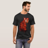 リアルなベンガル猫の水しぶき Tシャツ (正面フル)