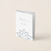 リアルなホイルを使ったオリジナル銀色グリーティングカード Thinking of You 箔カード (正面)