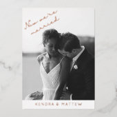 リアルなホイルを使ったモダンな結婚式の秘密結婚発表 箔招待状 (正面)