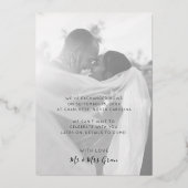 リアルなホイルを使ったモダンな結婚式の秘密結婚発表 箔招待状 (裏面)