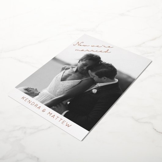 リアルなホイルを使ったモダンな結婚式の秘密結婚発表 箔招待状 (回転した状態)