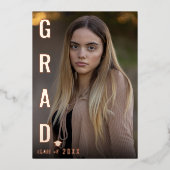 リアルなホイル モダン GRAD 卒業写真パーティー BBQ 箔招待状 (正面)