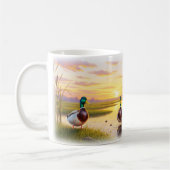 リアルなマラードデジタ絵を描ルのマグラップデザイン コーヒーマグカップ (左)