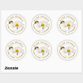 リアルなミツバチとデイジーハニーラベルホワイト ラウンドシール (シート)