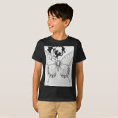 リアルなモナークバタフライの鉛筆画ステッカー Tシャツ (正面フル)