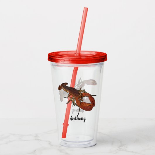 リアルなロブスターグラフィッパーソナライズされたクス アクリルタンブラー (裏面)