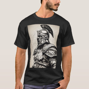 リアルなローマのグラディエーターの入れ墨 – 黒 Tシャツ