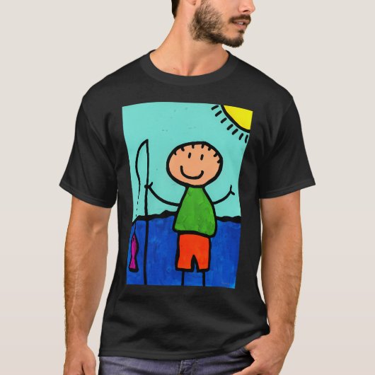 リアルな依存症 - 一生釣りにハマる Tシャツ (正面)