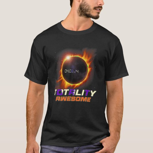 リアルな太陽のTotal Eclipse 2024全体のWeasom Tシャツ (正面)