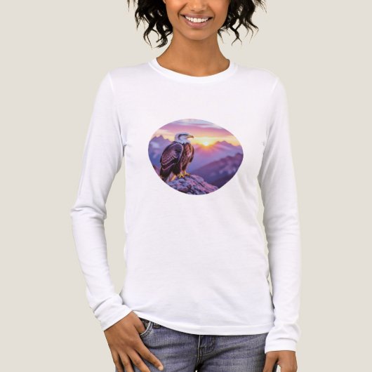 リアルな岩上の鷲 - 雄大な野生の風景 トライブレンドTシャツ (正面)