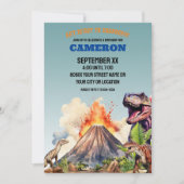 リアルな恐竜と火山 招待状 (正面)