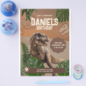 リアルな恐竜の誕生日招待状 チラシ (シングル)