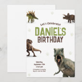 リアルな恐竜の誕生日招待状 招待状 (正面/裏面)