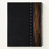 リアルな木とステッチされたレザーテクスチャ ノートブック (裏面)