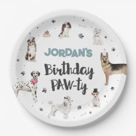 リアルな水彩の犬の誕生日 カラーの選択肢 ペーパープレート