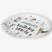 リアルな水彩犬の誕生日カラーオプション ペーパープレート (アングル)