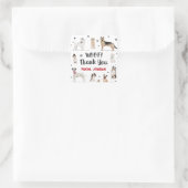 リアルな水彩犬の誕生日パーティーありがとう スクエアシール (バッグ)